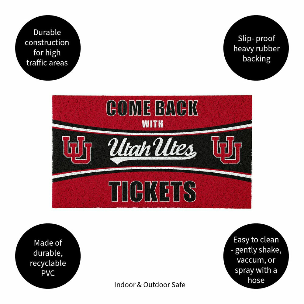 28" x 16" PVC Trapper Mat, Come Back with Tickets, University of Utah