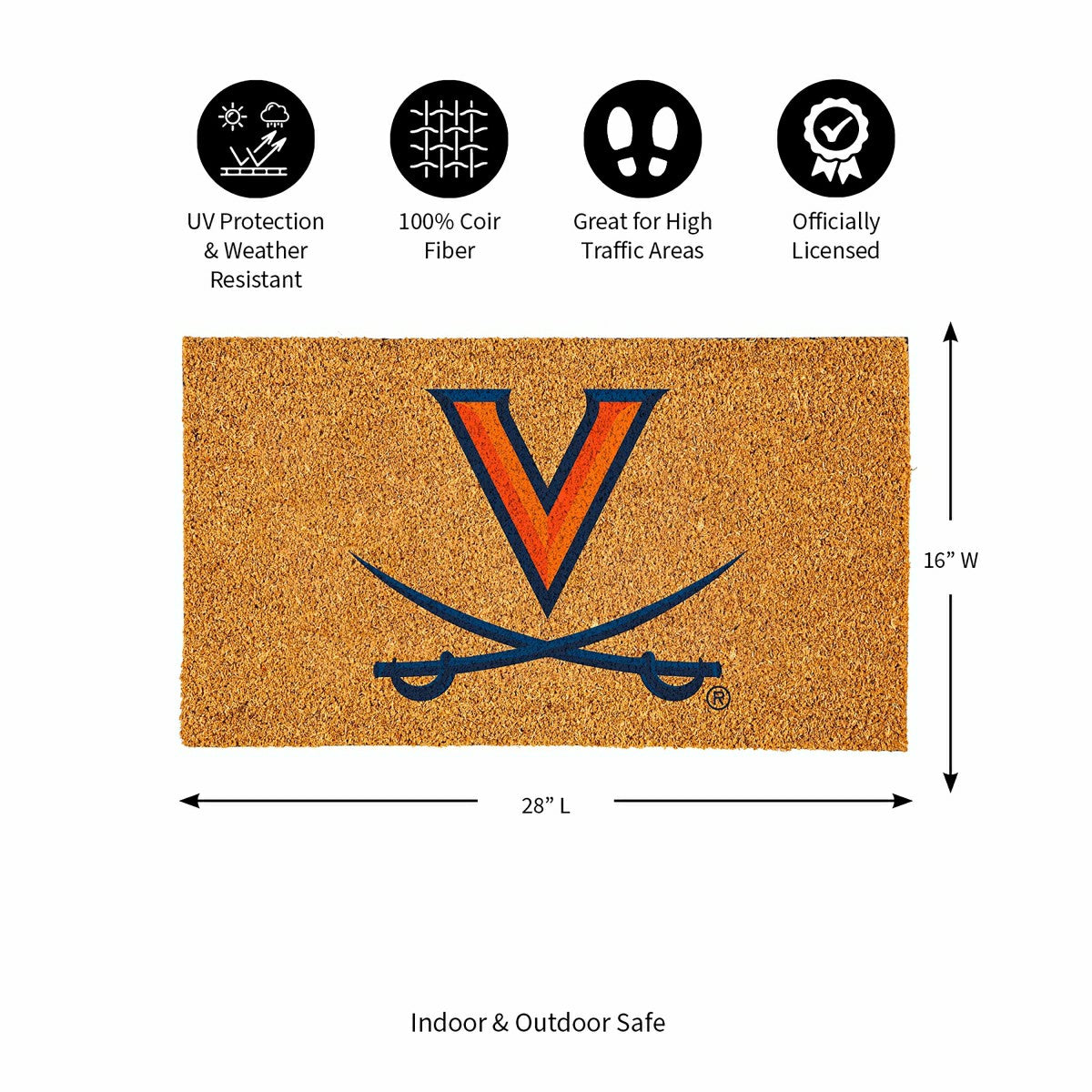 Coir Mat, 16"x28", University of Virginia