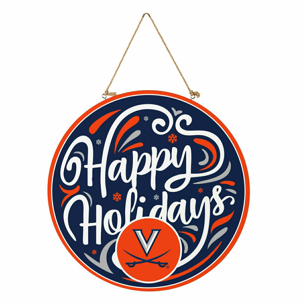 University of Virginia Holiday Round Door Décor with Hanging Rope, 18x
