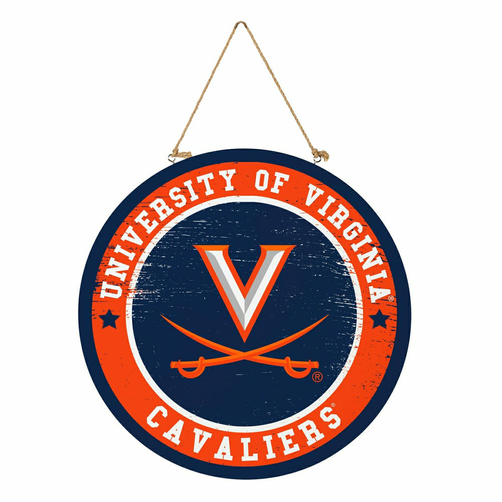 University of Virginia Round Door Décor with Hanging Rope, 18x18