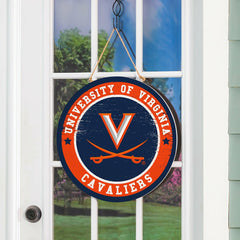 University of Virginia Round Door Décor with Hanging Rope, 18x18