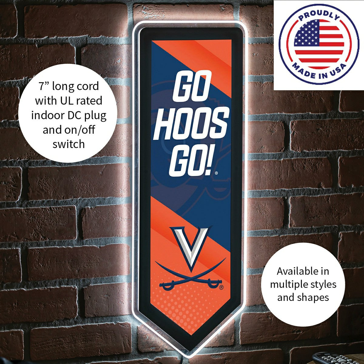 LED Wall Decor, Pennant, University of Virginia