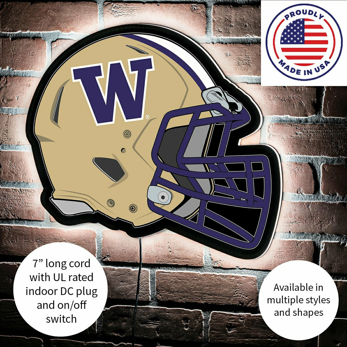 LED Wall Decor, Helmet, University of Washington