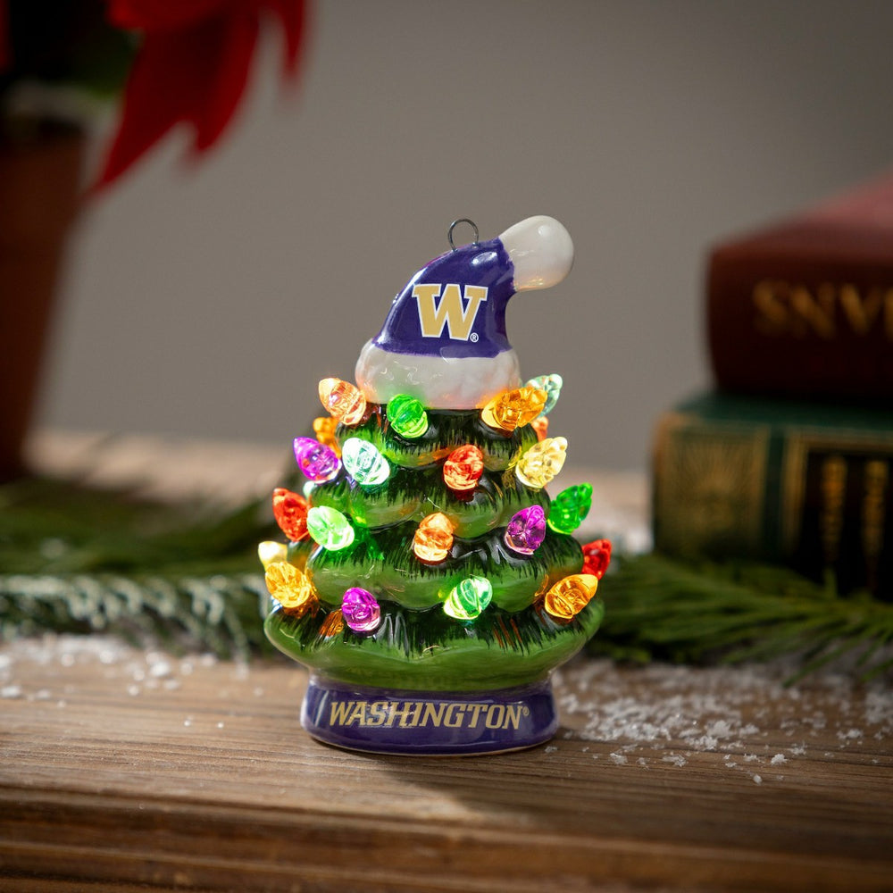 4" Mini LED Tabletop Christmas Tree, Set of 2, University of Washingto