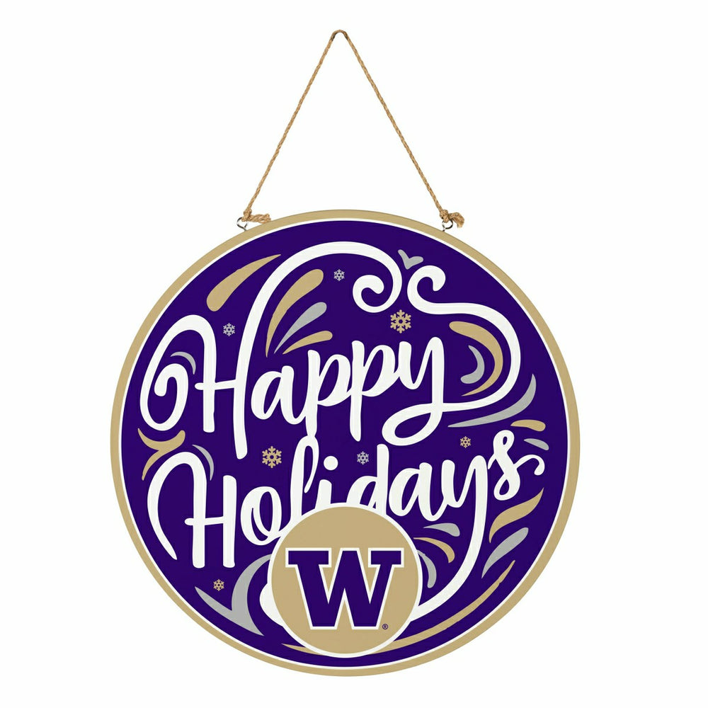 University of Washington Holiday Round Door Décor with Hanging Rope, 1