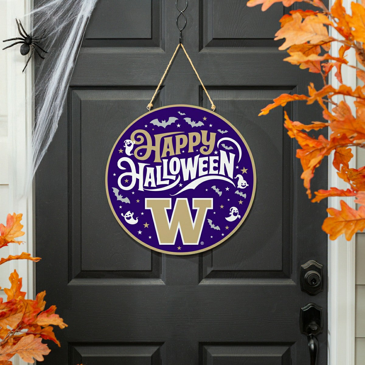 University of Washington Halloween Round Door Décor with Hanging Rope,