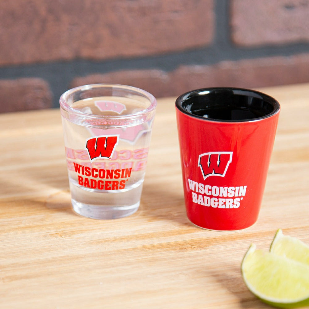 University of Wisconsin-Madison 4-Piece Ceramic and Glass 2oz. Shot Gl