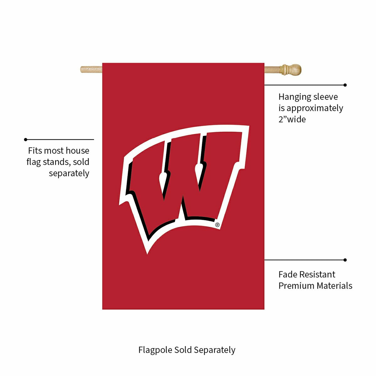 University of Wisconsin-Madison Applique House Flag