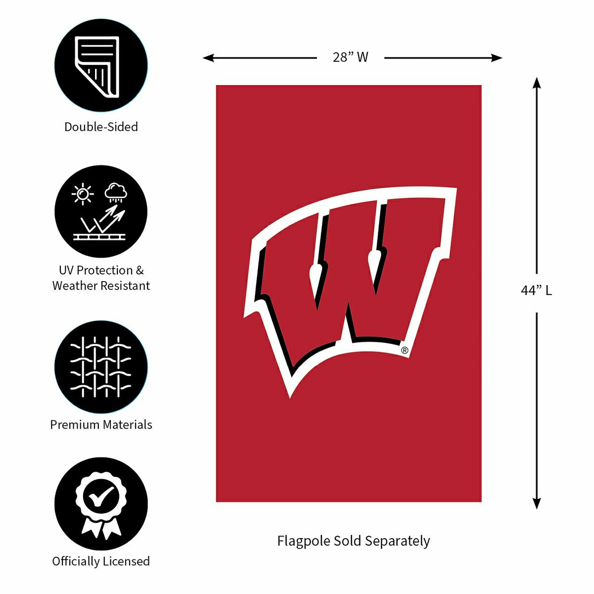 University of Wisconsin-Madison Applique House Flag
