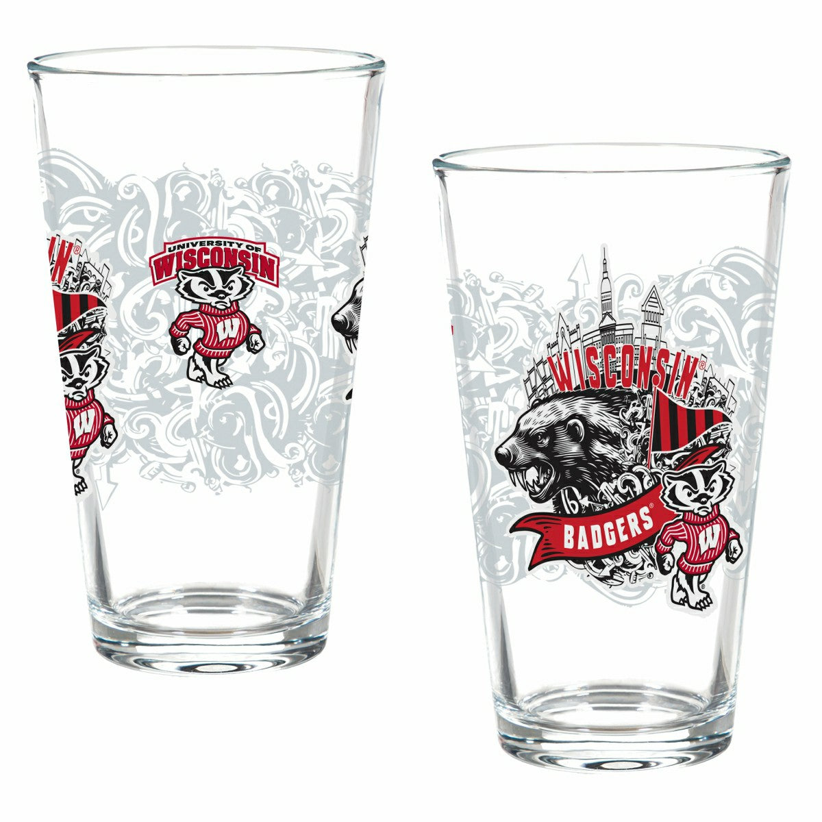 University of Wisconsin-Madison 16oz Glass pint, Set of 2