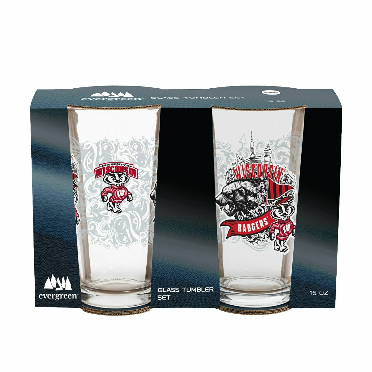 University of Wisconsin-Madison 16oz Glass pint, Set of 2