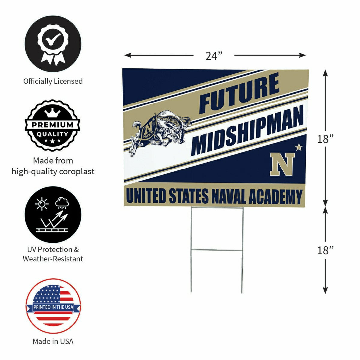 US Naval Academy Coroplast Yard Sign, Future Student
