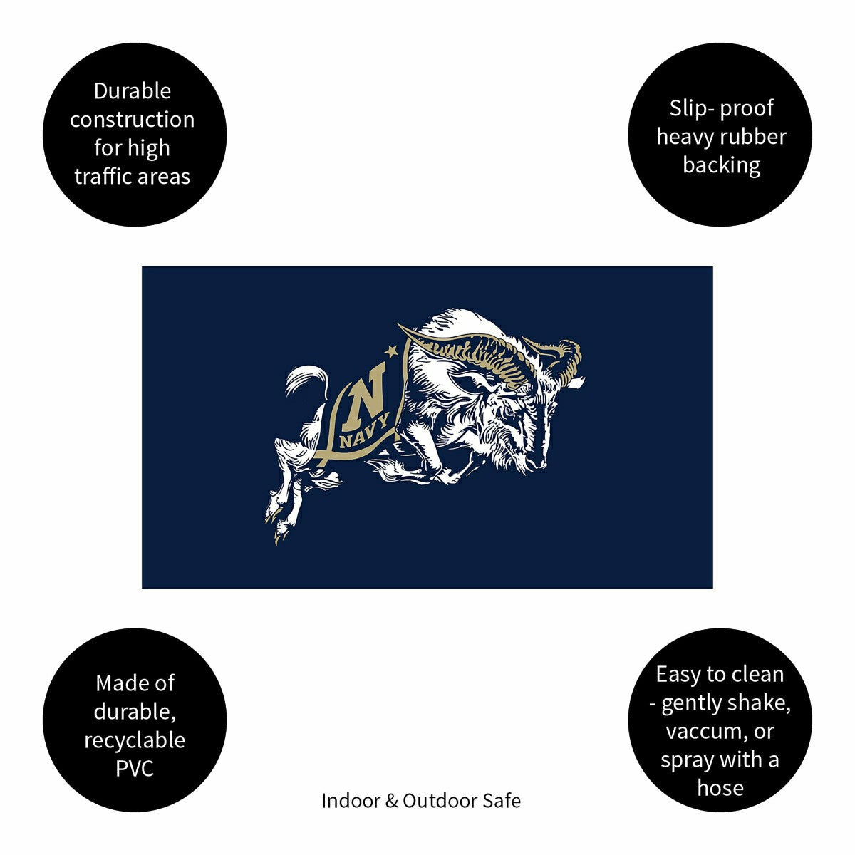 Full Color PVC Mat, 16" x 28", US Naval Academy