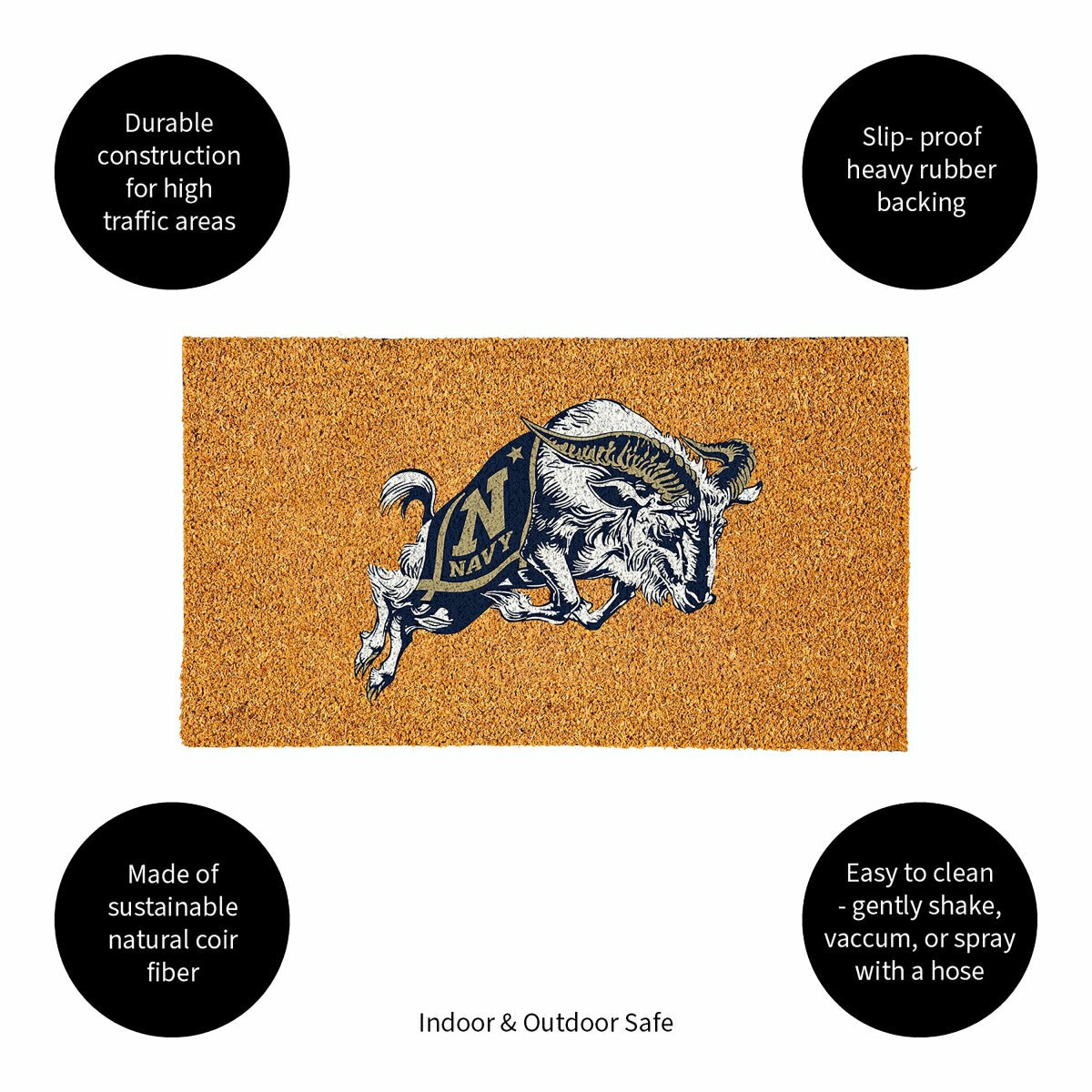 Coir Mat, 16"x28", US Naval Academy