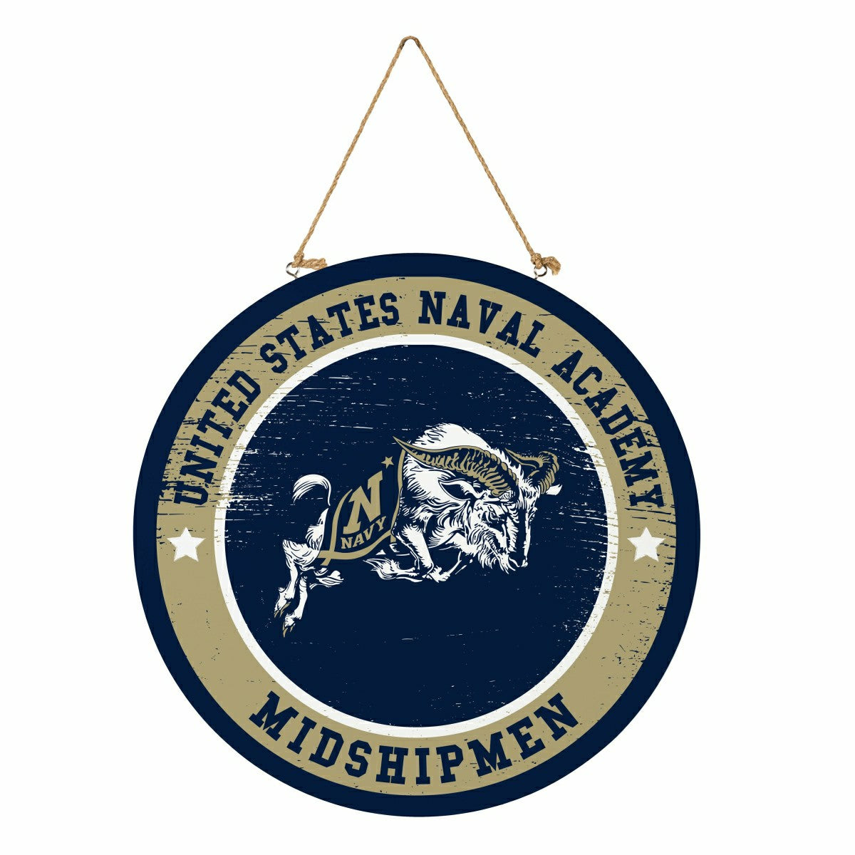 US Naval Academy Round Door Décor with Hanging Rope, 18x18