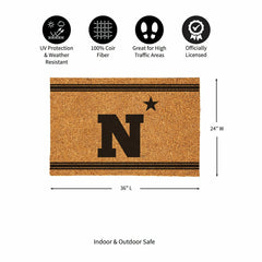 US Naval Academy Large One Color Coir Mat, 36"x24"