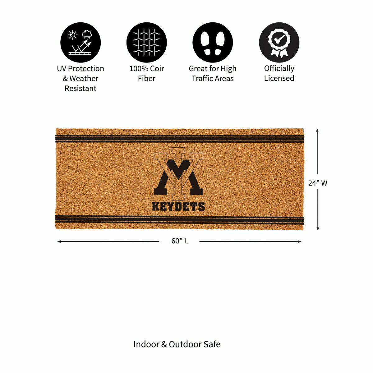 Virginia Military Institute Extra Large One Color Coir Mat, 60"x24"