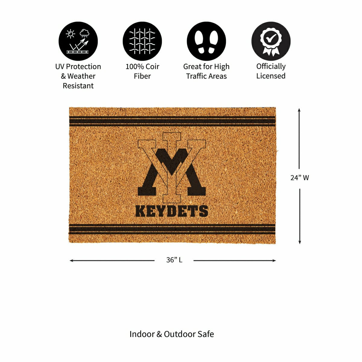 Virginia Military Institute Large One Color Coir Mat, 36"x24"