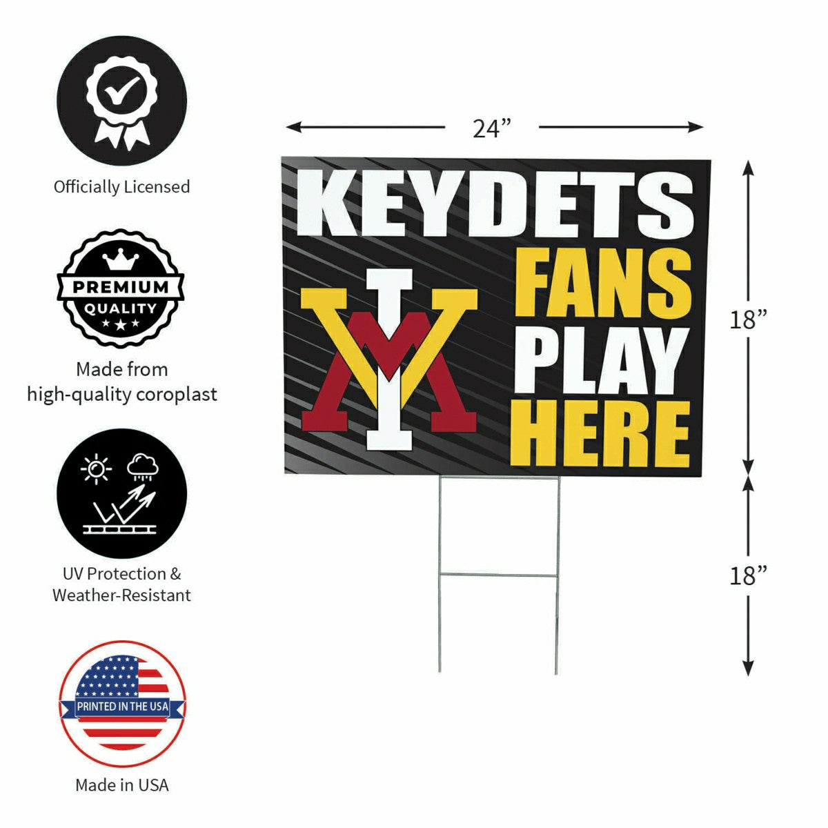 Virginia Military Institute Coroplast Yard Sign "Fans Play Here"