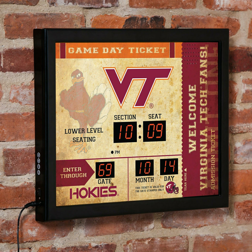 Virginia Tech Bluetooth Ticket Stub Wall Clock