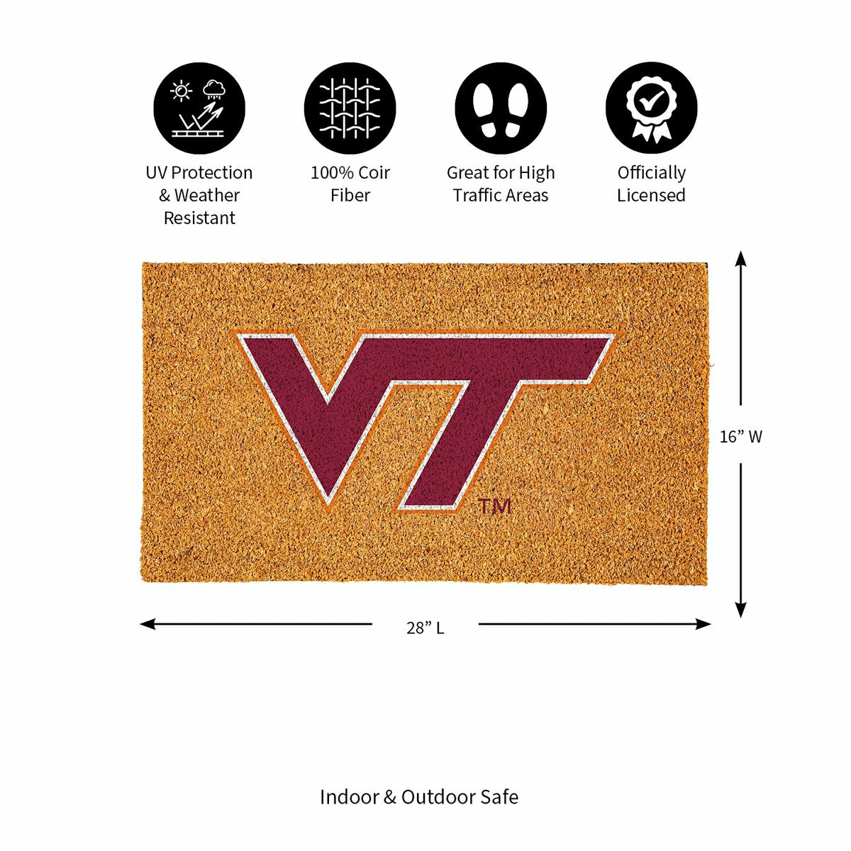 Coir Mat, 16"x28", Virginia Tech