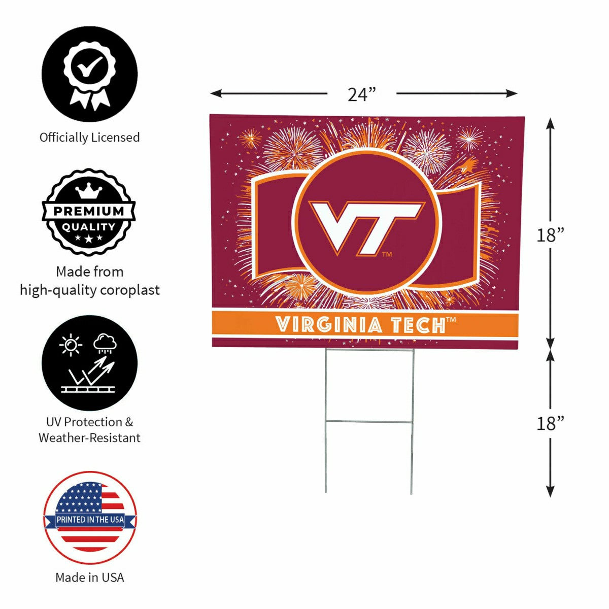Virginia Tech Yard Sign, Patriotic