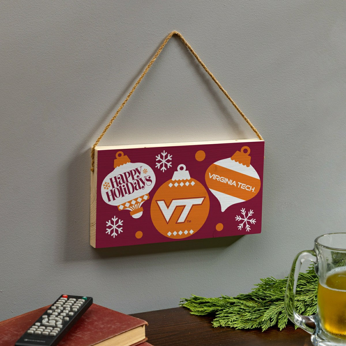Virginia Tech Holiday Wood Wall Sign, 6x11