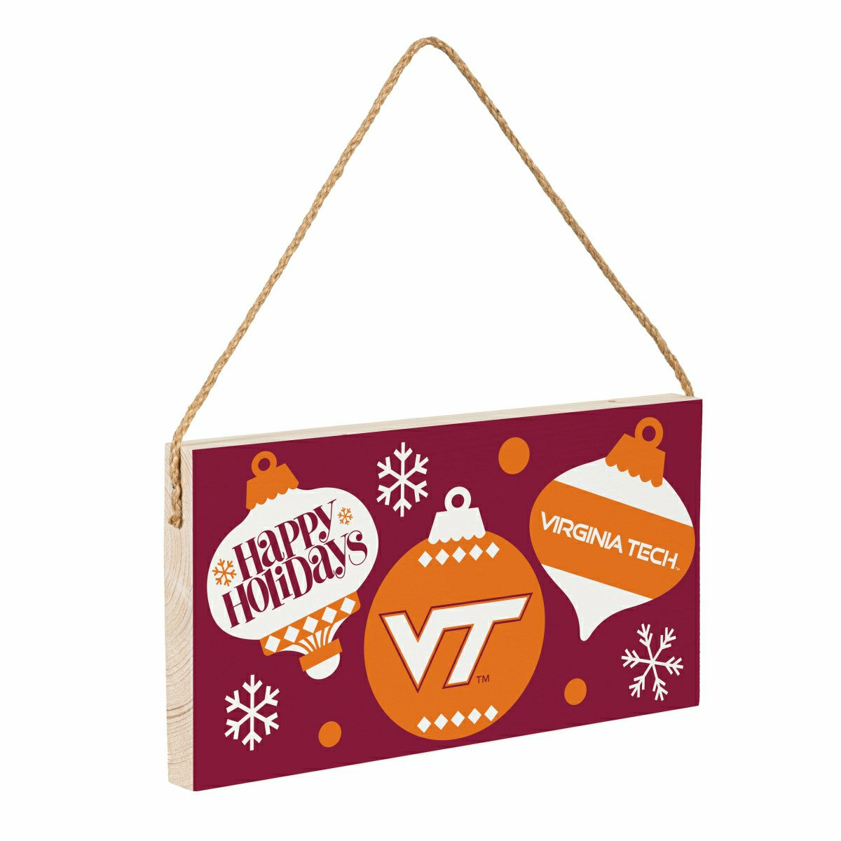 Virginia Tech Holiday Wood Wall Sign, 6x11