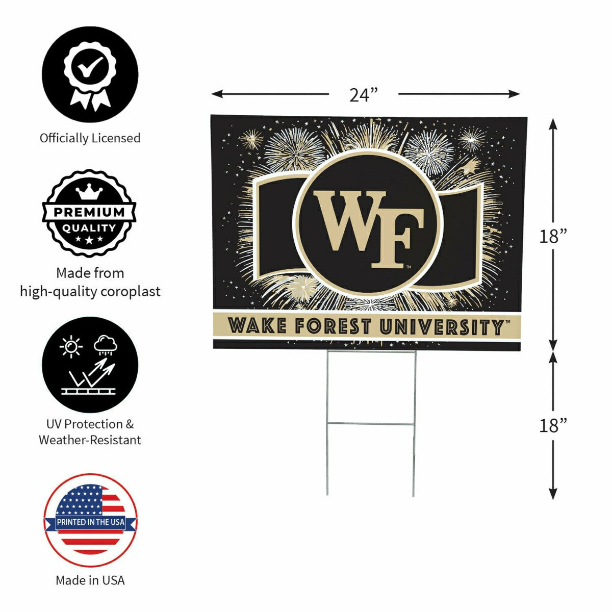 Wake Forest University Yard Sign, Patriotic