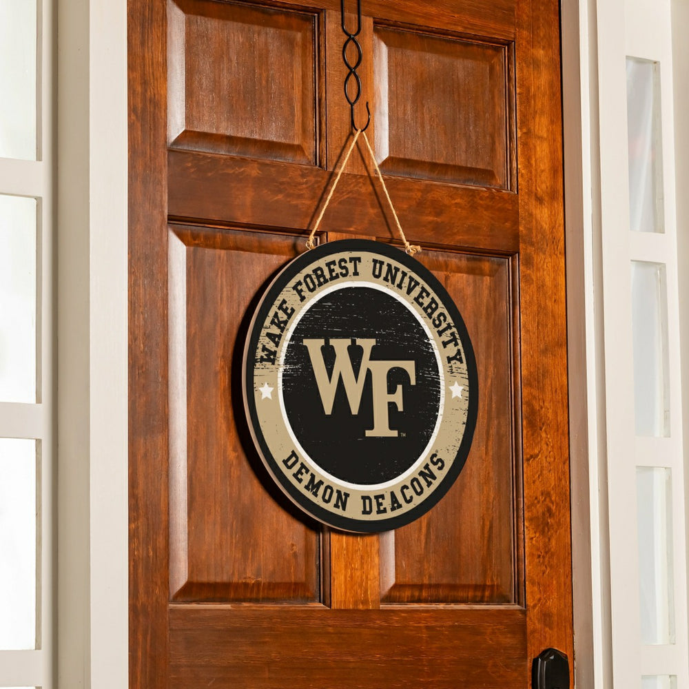 Wake Forest University Round Door Décor with Hanging Rope, 18x18