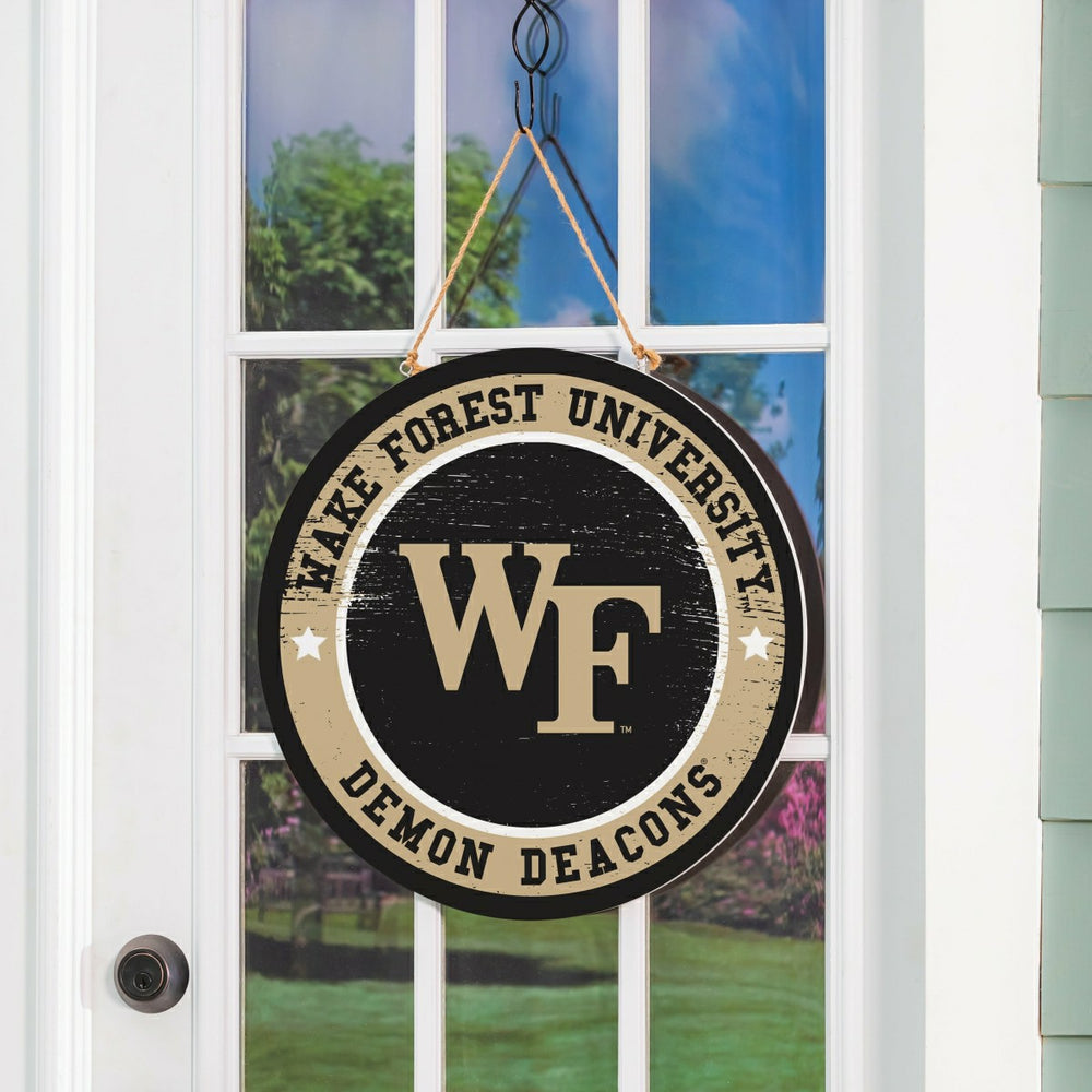 Wake Forest University Round Door Décor with Hanging Rope, 18x18
