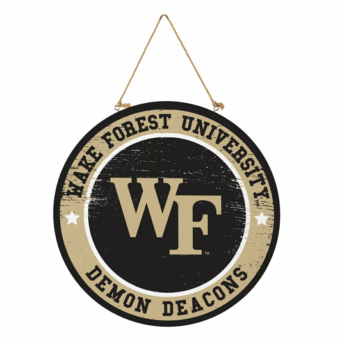 Wake Forest University Round Door Décor with Hanging Rope, 18x18
