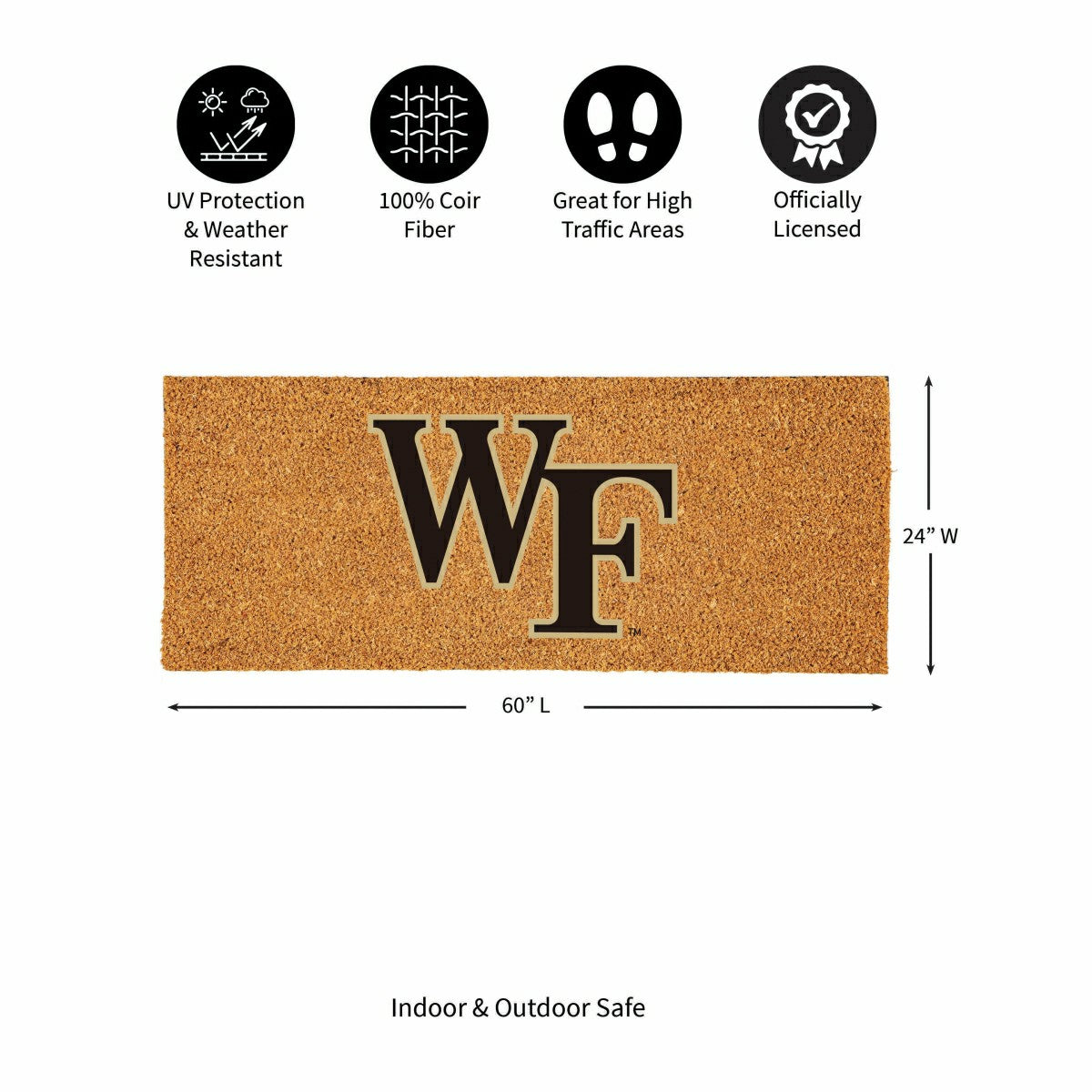Wake Forest University Extra Large Full Color Coir Mat, 60"x24"