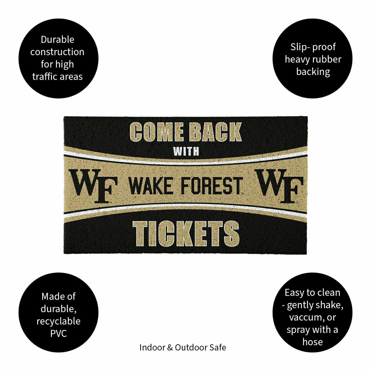 28" x 16" PVC Trapper Mat, Come Back with Tickets, Wake Forest