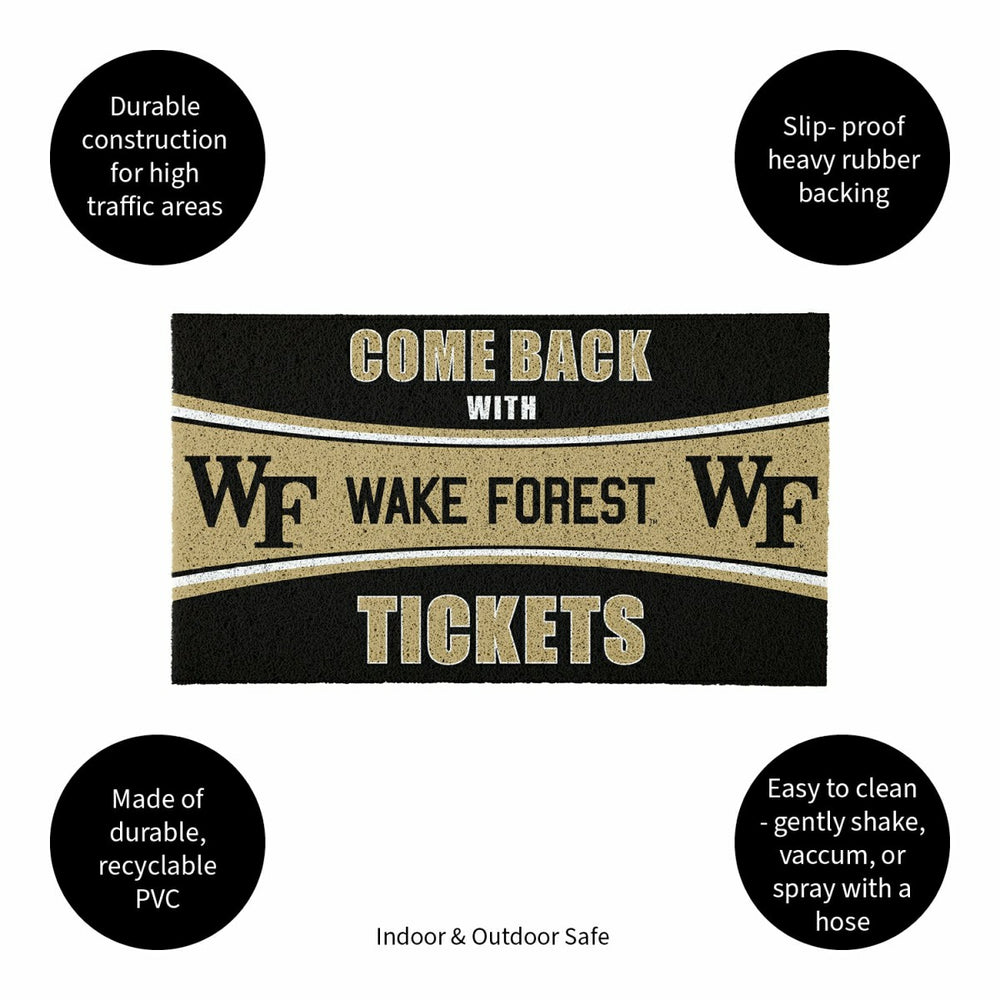28" x 16" PVC Trapper Mat, Come Back with Tickets, Wake Forest