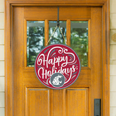 Washington State University Holiday Round Door Décor with Hanging Rope