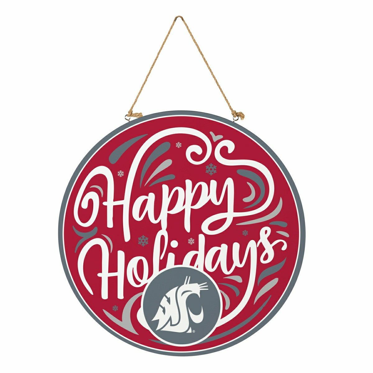 Washington State University Holiday Round Door Décor with Hanging Rope