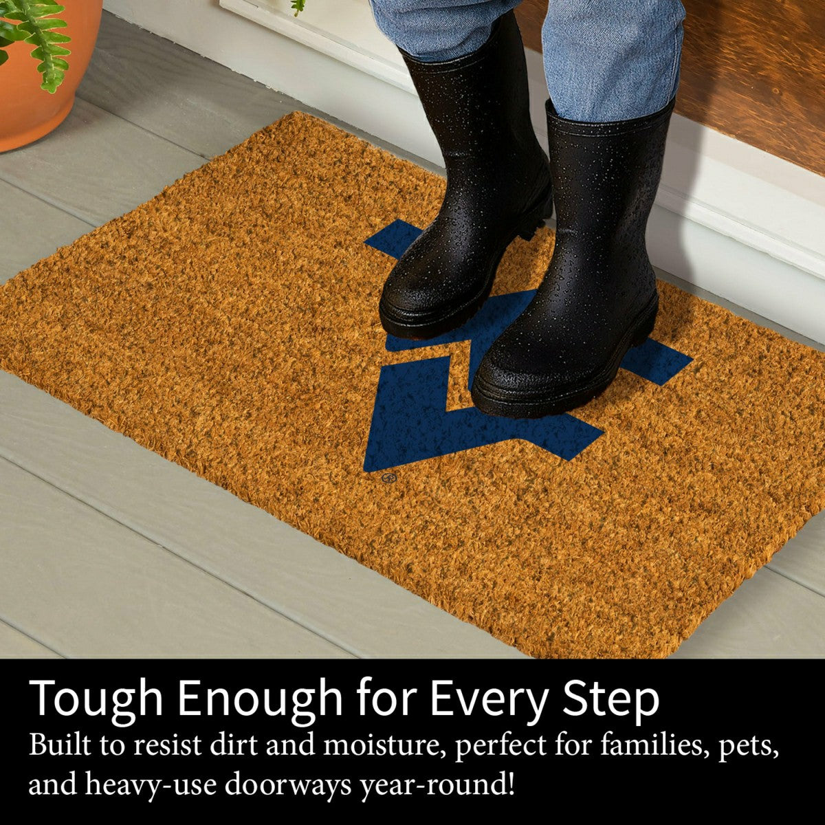Coir Mat, 16"x28", West Virginia University