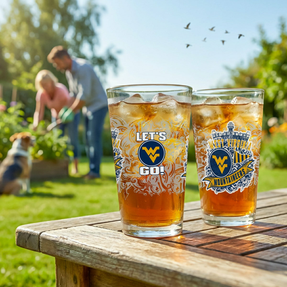 West Virginia University 16oz Glass pint, Set of 2