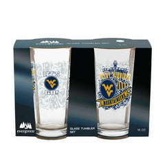 West Virginia University 16oz Glass pint, Set of 2