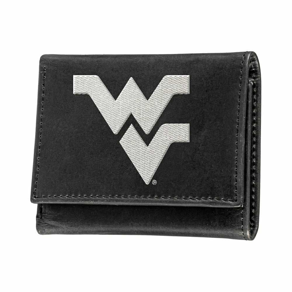 West Virginia University Black Tri-Fold Embroidered Wallet w/ RFID Blocking