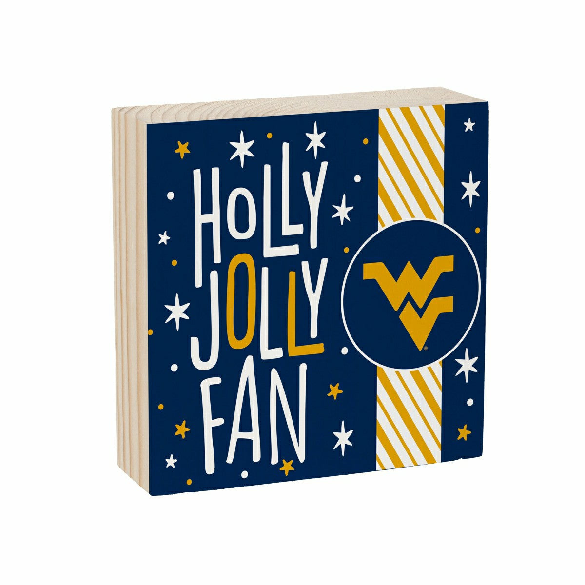 West Virginia University Block, Holiday, 6x6