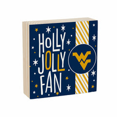 West Virginia University Block, Holiday, 6x6