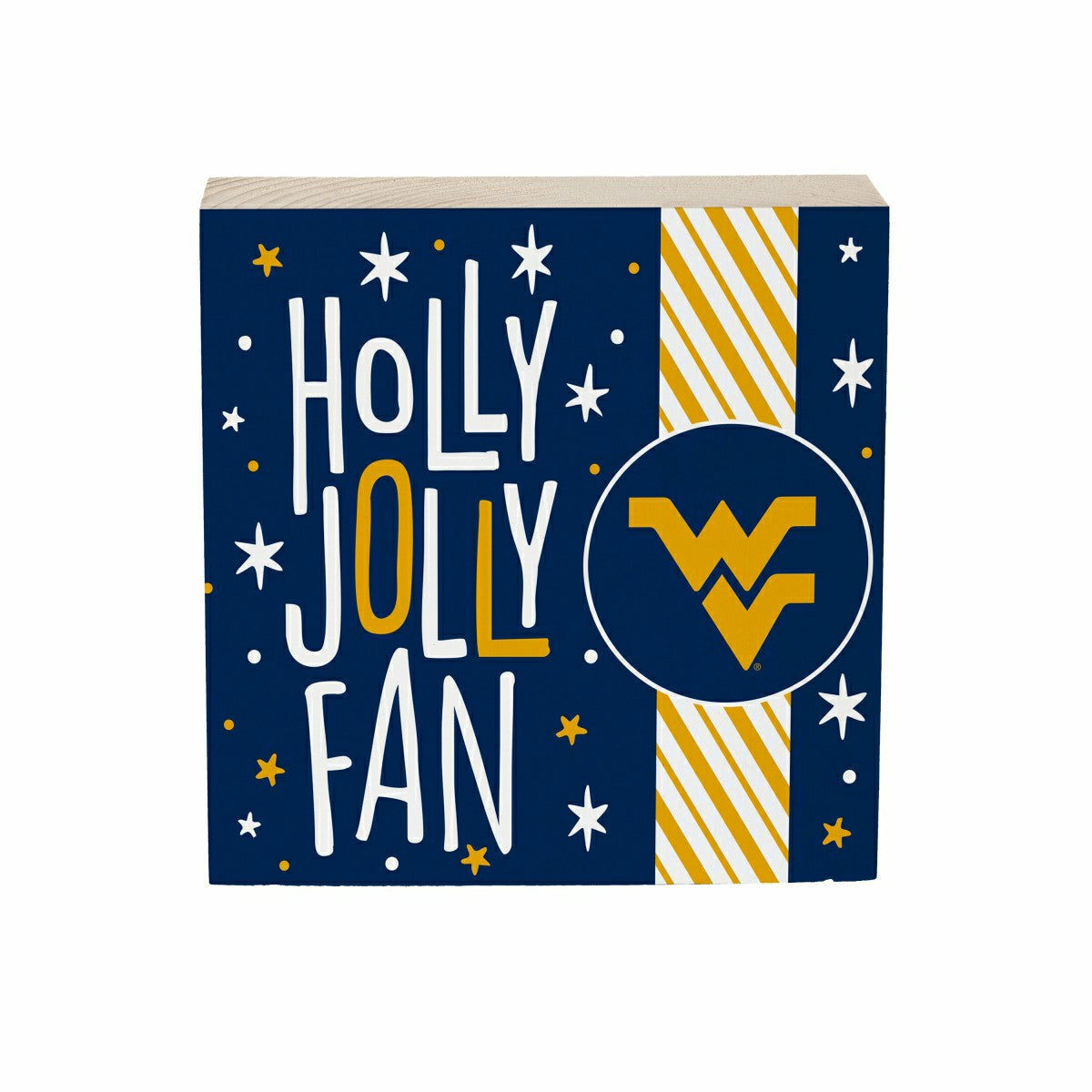 West Virginia University Block, Holiday, 6x6