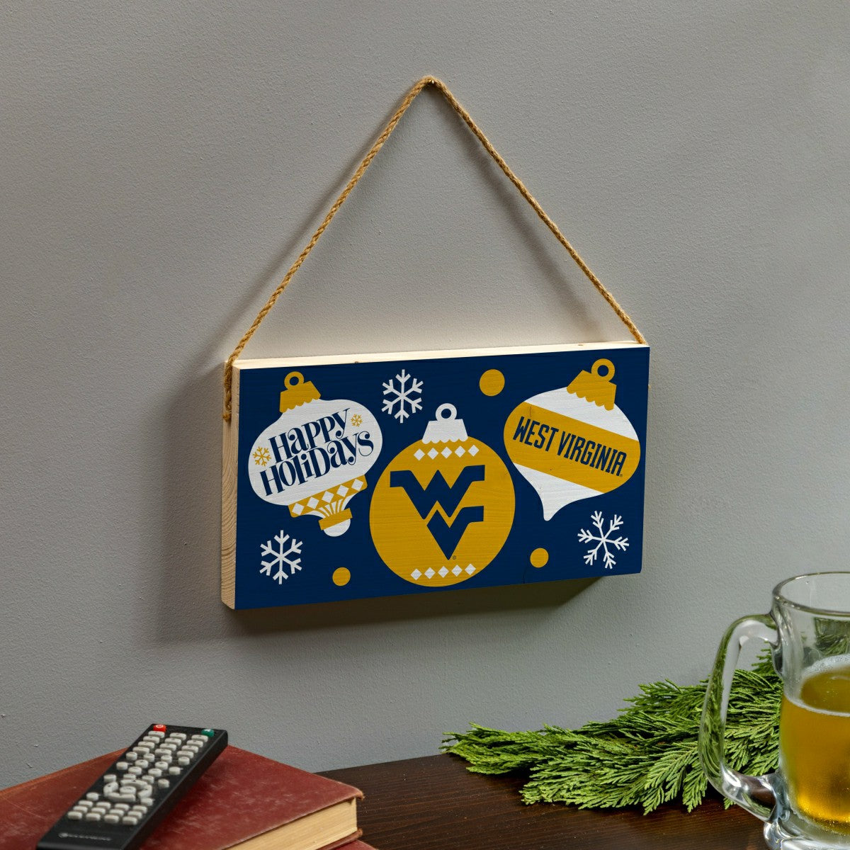 West Virginia University Holiday Wood Wall Sign, 6x11