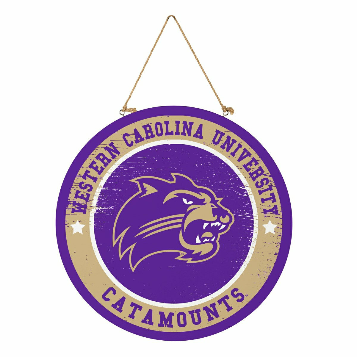 Western Carolina University Round Door Décor with Hanging Rope, 18x18