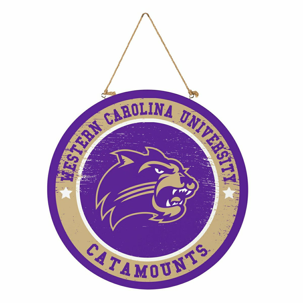 Western Carolina University Round Door Décor with Hanging Rope, 18x18