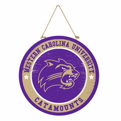 Western Carolina University Round Door Décor with Hanging Rope, 18x18