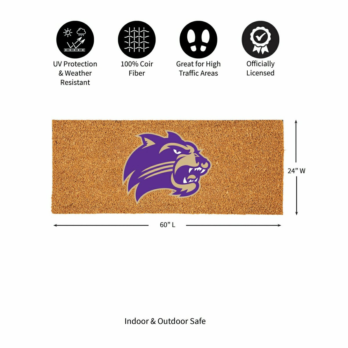 Western Carolina University Extra Large Full Color Coir Mat, 60"x24"