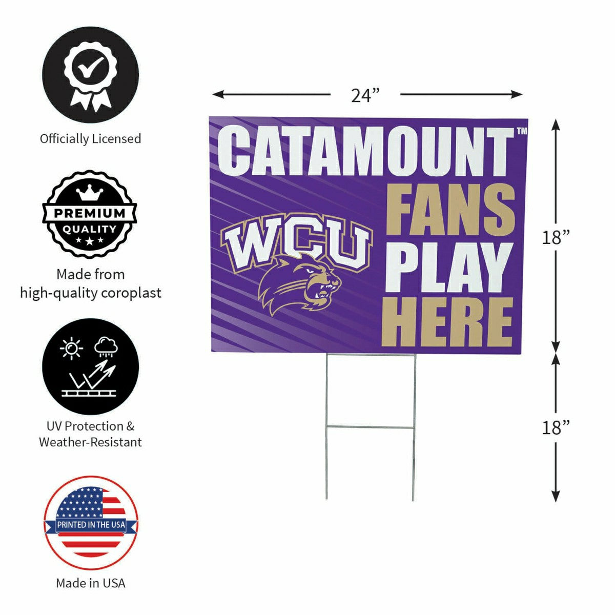 Western Carolina University Coroplast Yard Sign "Fans Play Here"
